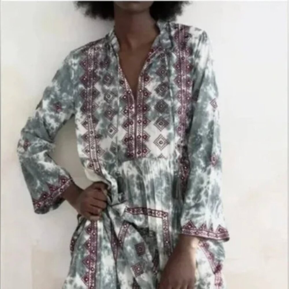 Zara Tie Dye Dress Limited Edition | Aqua and Maroon | Large